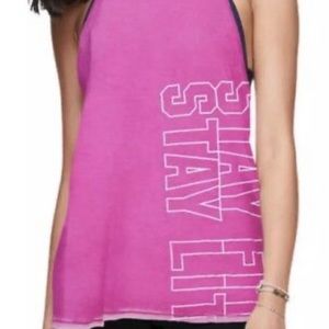 NWT Victoria’s Secret PINK High Neck Super Soft Tank Top Stay Fit Stay Lit Small
